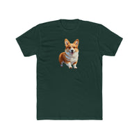 Welsh Corgi Puppy - Men's Fitted Cotton Crew Tee