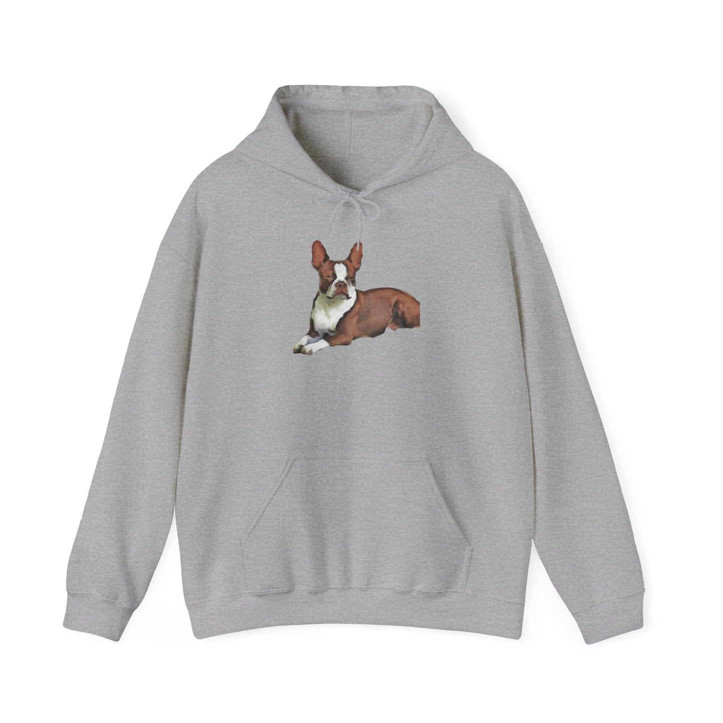 Boston Terrier Brown & White Unisex 50/50 Hooded Sweatshirt