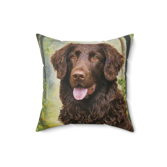 Curly-Coated Retriever Spun Polyester Throw Pillow