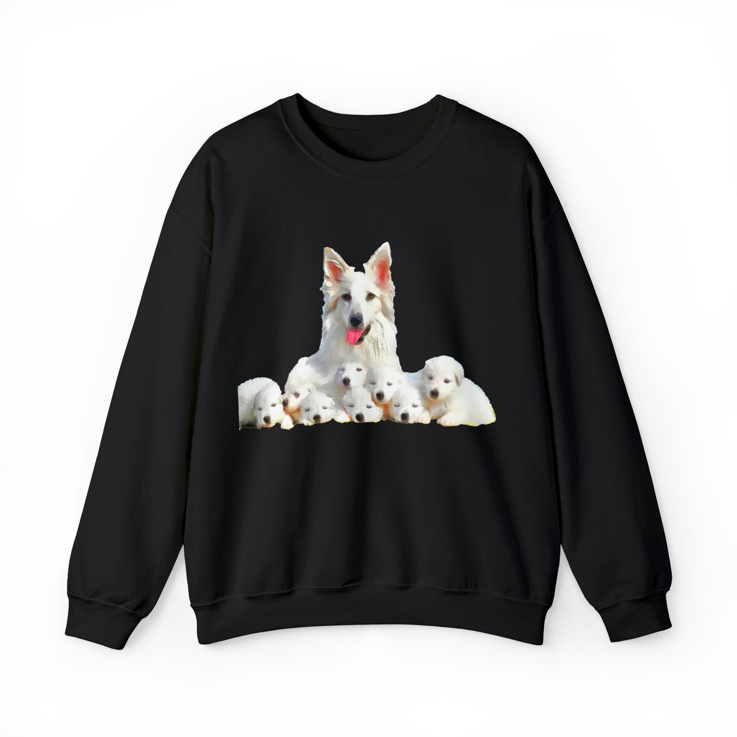 White Swiss Shepherds - 'Heidi and Her Pups' Unisex 50/50 Crewneck Sweatshirt