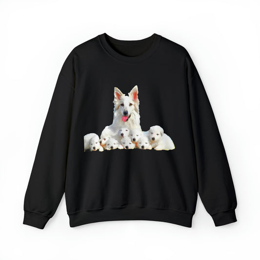 White Swiss Shepherds - 'Heidi and Her Pups' Unisex 50/50 Crewneck Sweatshirt
