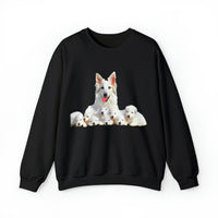 White Swiss Shepherds - 'Heidi and Her Pups' Unisex 50/50 Crewneck Sweatshirt