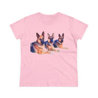 German Shepherd 'Trio' Women's Midweight Cotton Tee