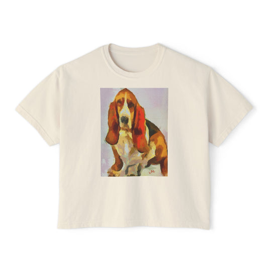 Romantic Basset Hound Women's Oversized Boxy Tee