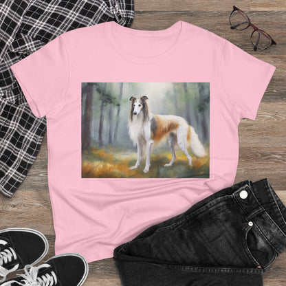 Borzoi 'Russian Wolfhound' Women's Midweight Cotton Tee