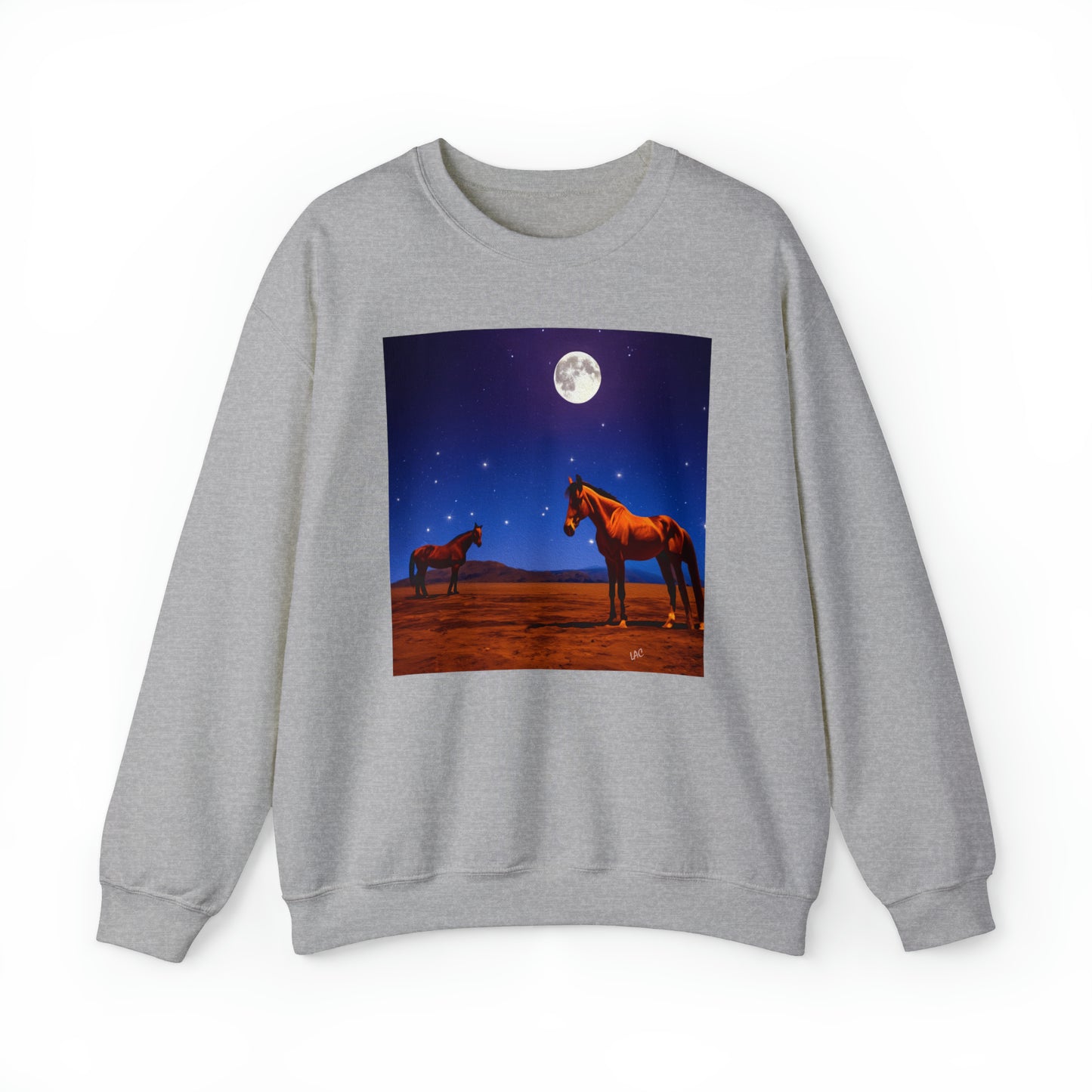 Horses in Moonlight - 	 Unisex 50/50 Crewneck Sweatshirt