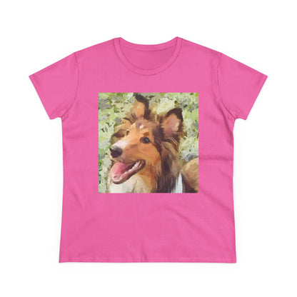 Sheltie - Shetland Sheep Dog 'Sheltie Mae' Women's Midweight Cotton Tee