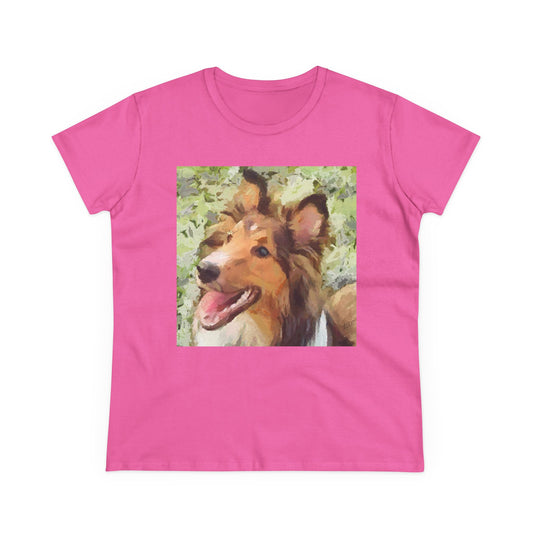 Sheltie - Shetland Sheep Dog 'Sheltie Mae' Women's Midweight Cotton Tee