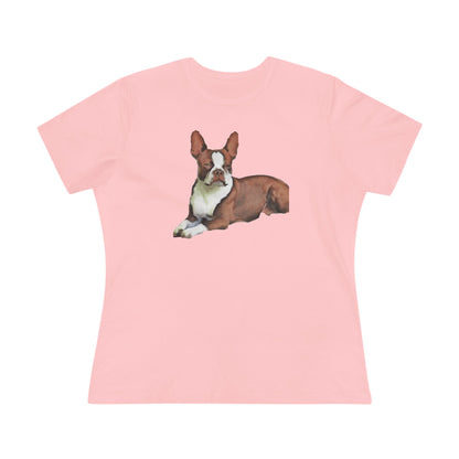 Boston Terrier Brown & White Women's Relaxed Cotton Tee