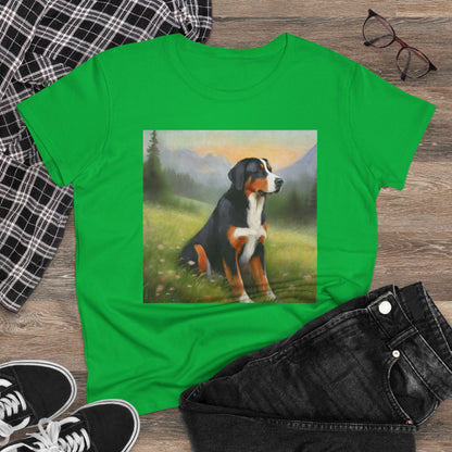 Greater Swiss Mountain Dog Women's Midweight Cotton Tee