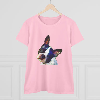 Boston Terrier 'Skipper' Women's Midweight Cotton Tee