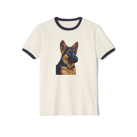 German Shepherd Puppy Classic Cotton Ringer T-Shirt