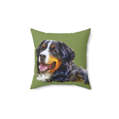 Bernese Mountain Dog Spun Polyester Throw Pillow