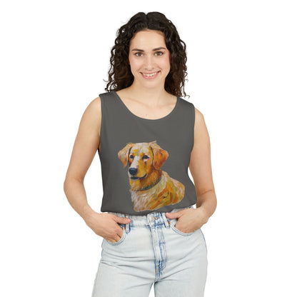Golden Retriever Puppy - Unisex Relaxed Fit Garment-Dyed Tank Top