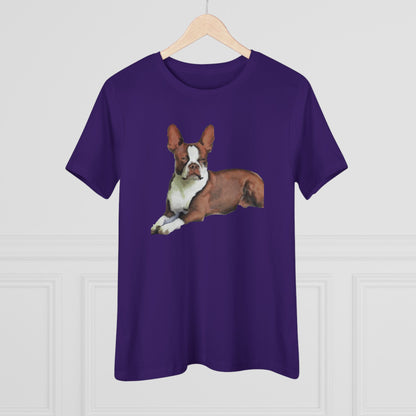 Boston Terrier Brown & White Women's Relaxed Cotton Tee