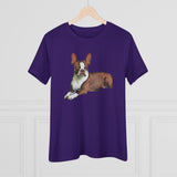 Boston Terrier Brown & White Women's Relaxed Cotton Tee
