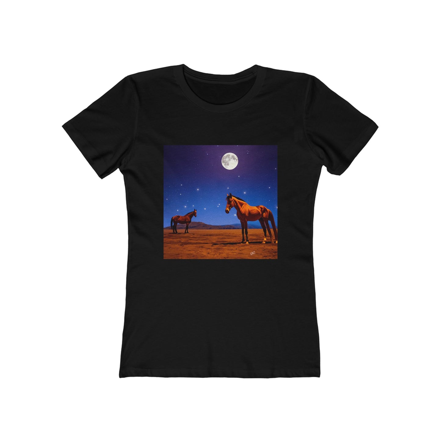 Horses in Moonlight Women's Slim Fit Ringspun Cotton Tee