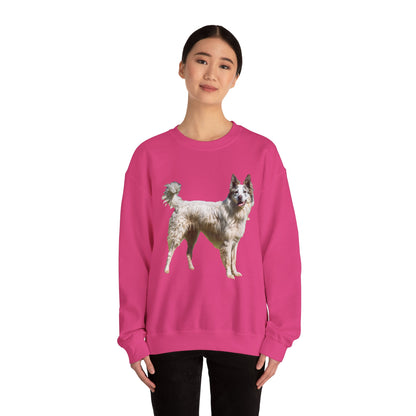 Chilly Day Charm: Pyrenean Shepherd Unisex 50/50 Crewneck Sweatshirt