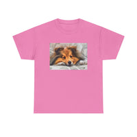 Shetland Sheepdog 'Sleepy Sheltie' Unisex Heavy Cotton Tee