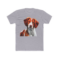 Brittany Spaniel 'Gunner'  Men's Fitted Cotton Crew Tee