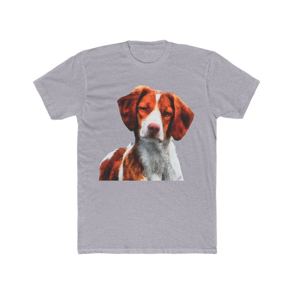 Brittany Spaniel 'Gunner'  Men's Fitted Cotton Crew Tee