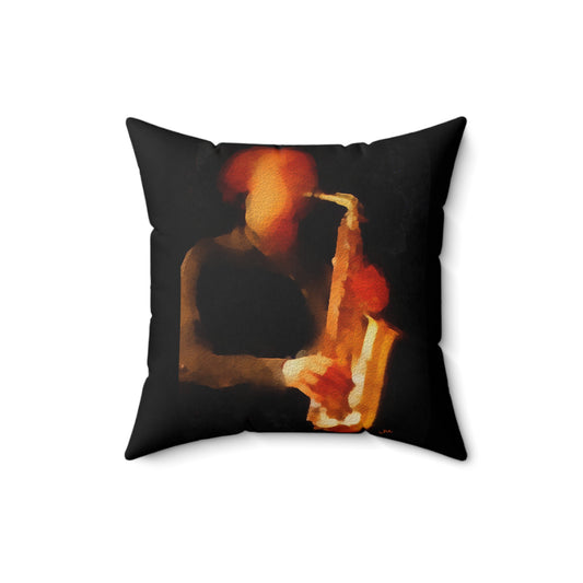 The Saxophonist - Spun Polyester Throw Pillow