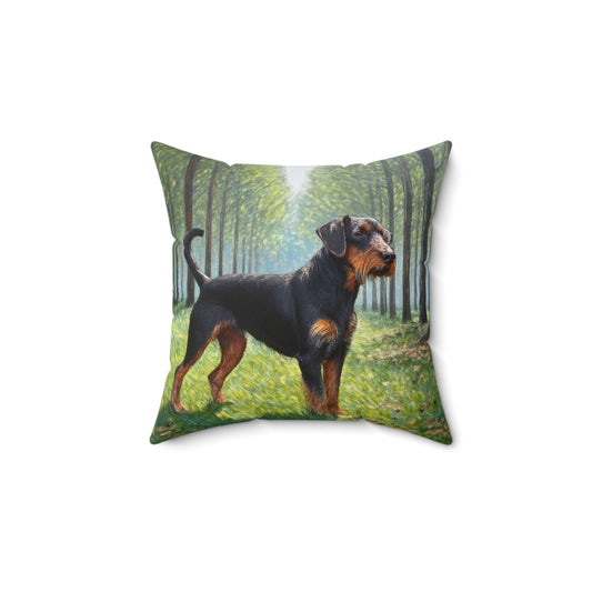 Deutscher Jagdterrier Spun Polyester Throw Pillow