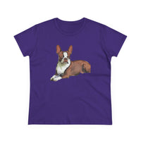 Boston Terrier Midweight Cotton Tee - Brown & White
