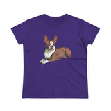 Boston Terrier Midweight Cotton Tee - Brown & White