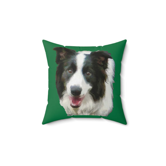 Border Collie #2 Spun Polyester Throw Pillow