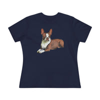 Boston Terrier Brown & White Women's Relaxed Cotton Tee