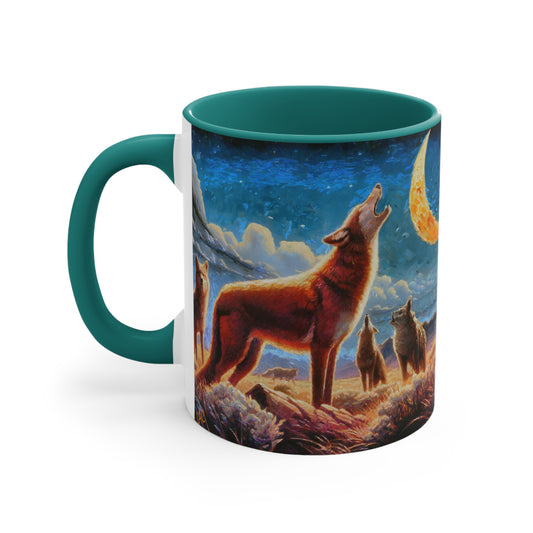 Coyotes in Moonlight Accent Coffee Mug, 11oz