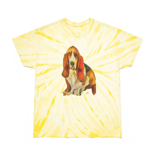 Basset Hound 'Lautrec' Unisex Cotton Tie-Dye Tee, Cyclone - Art for the Soul