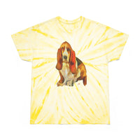 Basset Hound 'Lautrec' Unisex Cotton Tie-Dye Tee, Cyclone - Art for the Soul