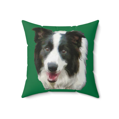 Border Collie #2 Spun Polyester Throw Pillow