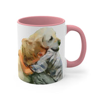 Yellow Labrador Retriever and Child - Accent Coffee Mug, 11oz