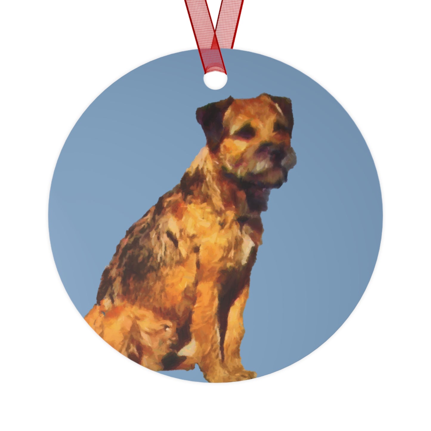 Border Terrier Metal Christmas Ornaments