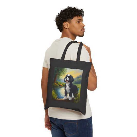 Portuguese Water Dog Cotton Canvas Tote Bag