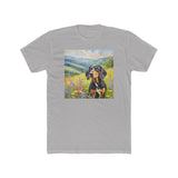 Black & Tan Coonhound Men's Fitted Cotton Crew Tee