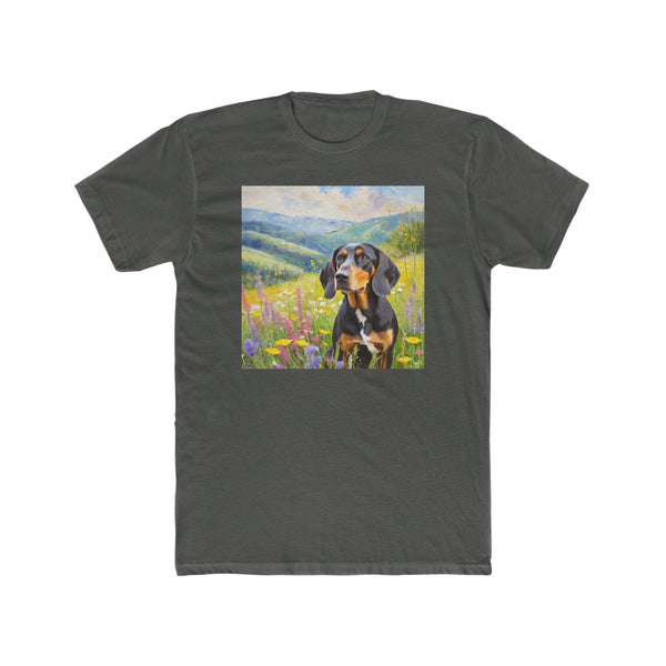 Black & Tan Coonhound Men's Fitted Cotton Crew Tee