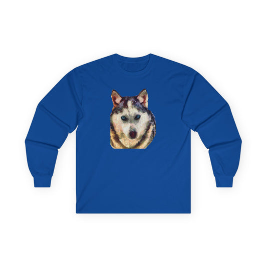 SIberian Husky 'Sacha'  Unisex Cotton Long Sleeve Tee