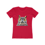 Great Horned Owl 'Hooty' - -  Women's Slim Fit Ringspun Cotton T-Shirt