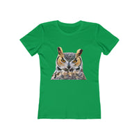 Great Horned Owl 'Hooty' - -  Women's Slim Fit Ringspun Cotton T-Shirt