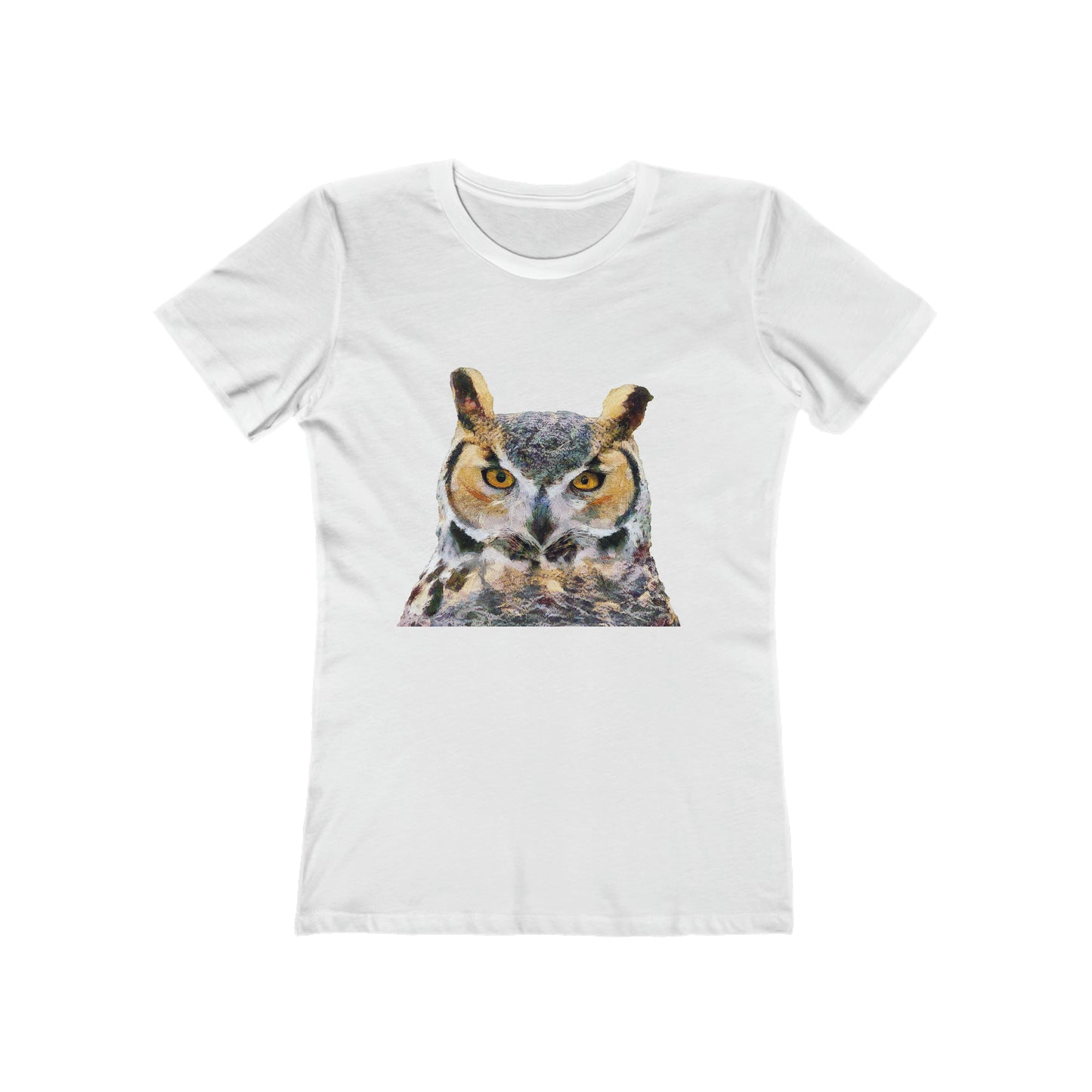 Great Horned Owl 'Hooty' - -  Women's Slim Fit Ringspun Cotton T-Shirt