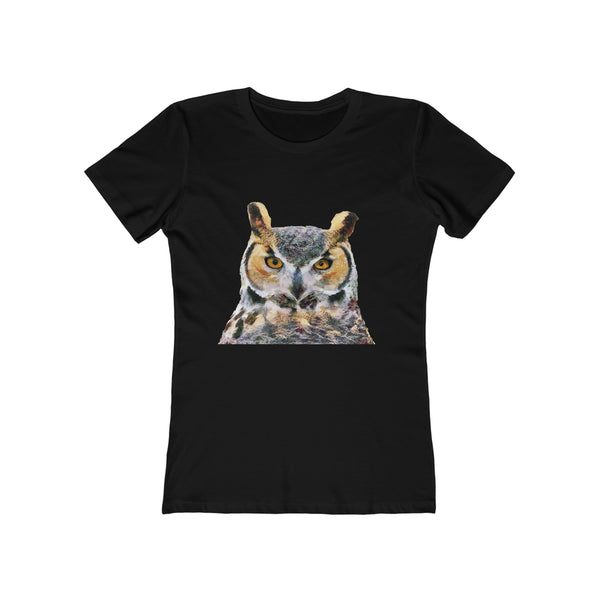 Great Horned Owl 'Hooty' - Women's Slim Fit Ringspun Cotton T-Shirt