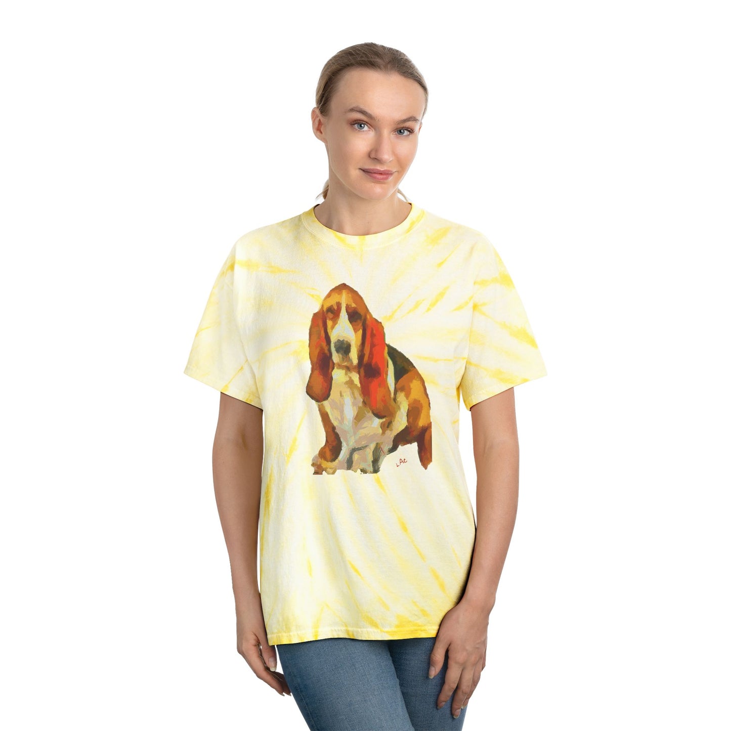 Basset Hound 'Lautrec' Unisex Cotton Tie-Dye Tee, Cyclone