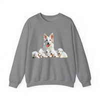 White Swiss Shepherds - 'Heidi and Her Pups' Unisex 50/50 Crewneck Sweatshirt