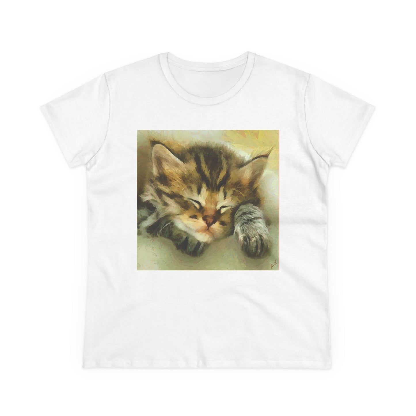 Kitten 'Sleepy Brucie'  Women's Midweight Cotton Tee