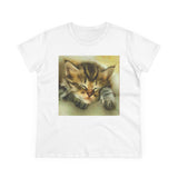Kitten 'Sleepy Brucie'  Women's Midweight Cotton Tee