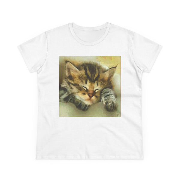Kitten 'Sleepy Brucie'  Women's Midweight Cotton Tee